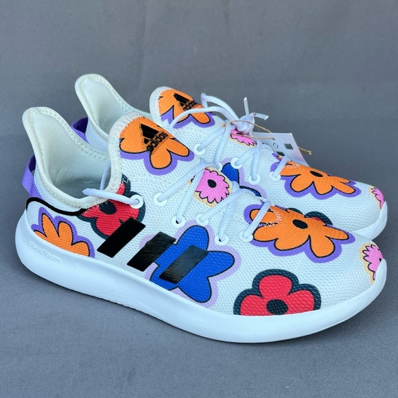 adidas Kids Cloudfoam Pure SPW Floral White Sneakers Kids 5.5 / Women's 6.5 US - Picture 1 of 10